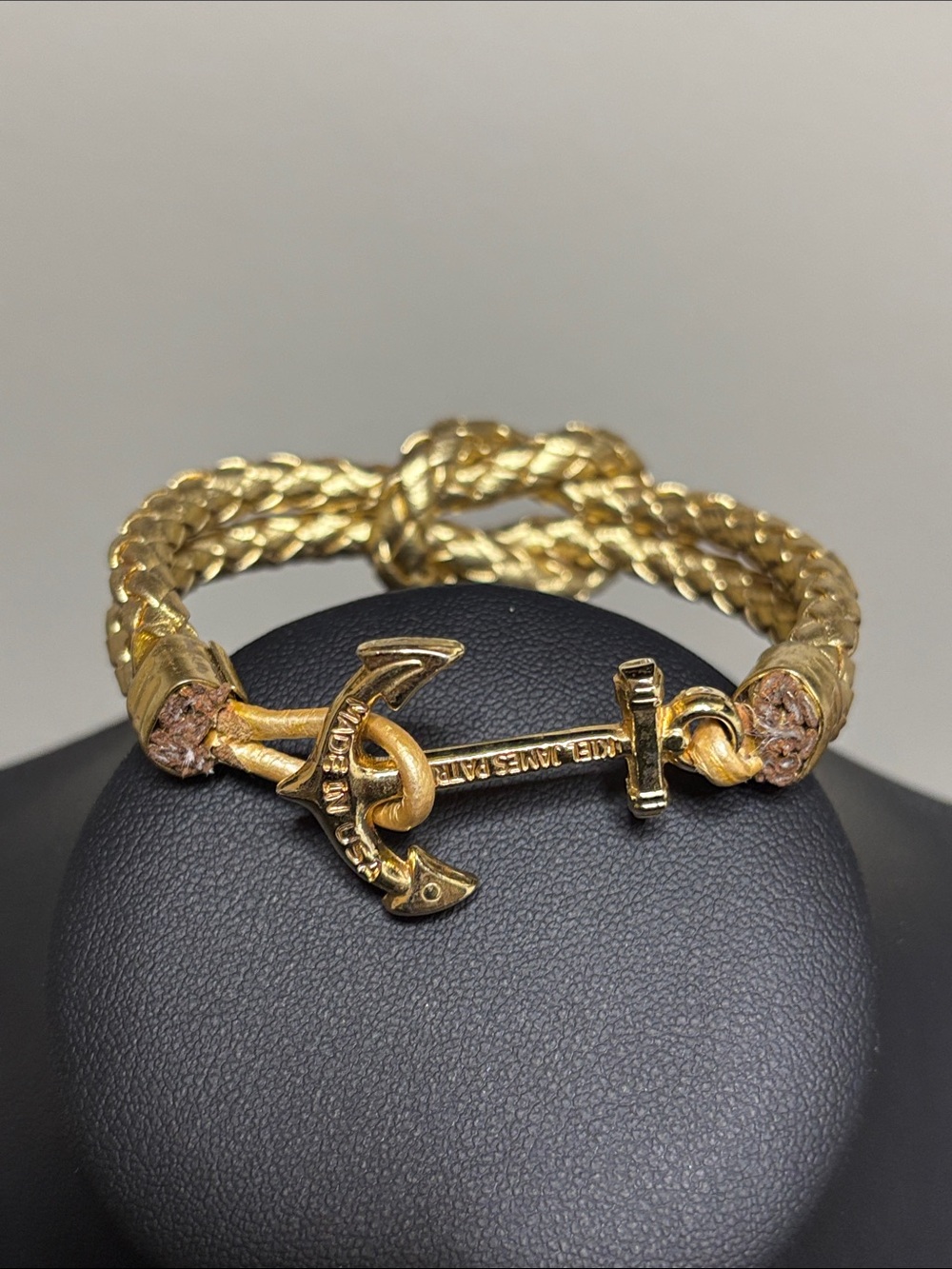 Kiel James Patrick Fortune Sailor Gold Tone Anchor Charm Braided Bracelet